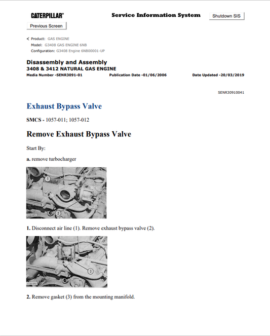 Caterpillar Cat G3408 Gas Engine Service and Repair Manual PDF | S/N 6NB