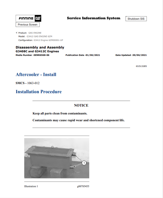 Caterpillar Cat G3412 Gas Engine Service and Repair Manual PDF | S/N 6ZM