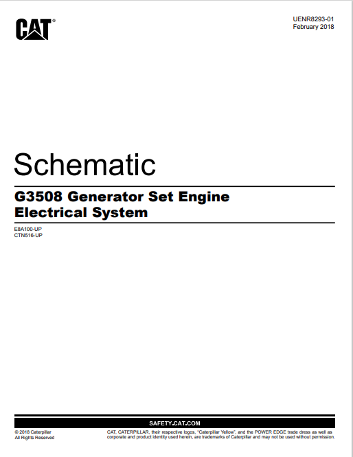 Caterpillar Cat G3512 Generator Set Electrical And Hydraulic Schematic Manual PDF | S/N CRN