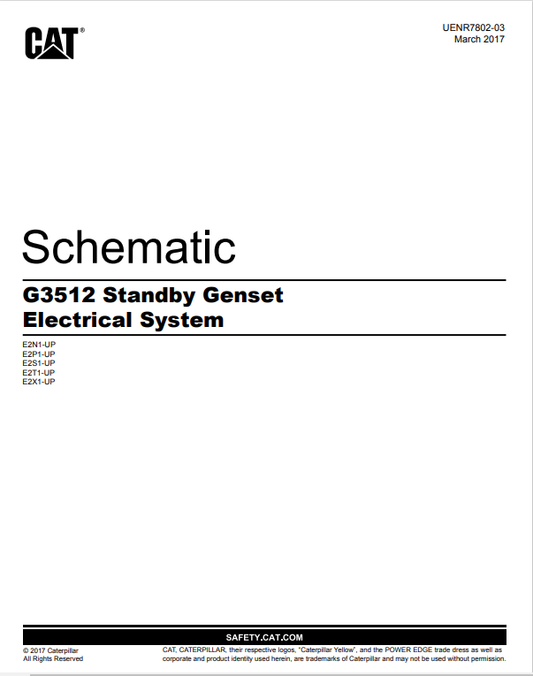 Caterpillar Cat G3512 Generator Set Schematic Manual PDF | S/N E2S