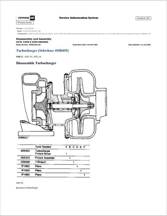 Caterpillar Cat G379 Gas Engine Service and Repair Manual PDF | S/N 72B