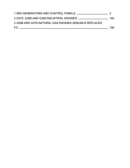 Caterpillar Cat G398 Gas Engine Operation and Maintenance Manual PDF | S/N 73B