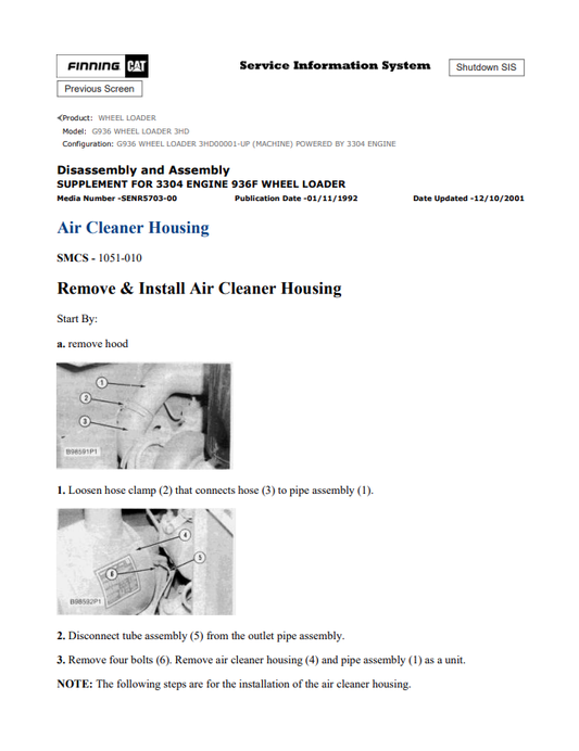 Caterpillar Cat G936 Wheel Loader Service and Repair Manual PDF | S/N 3HD