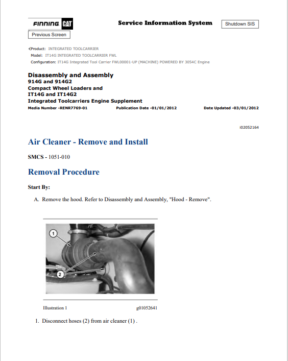 Caterpillar Cat IT14G Integrated Toolcarrier Service and Repair Manual PDF | S/N FWL