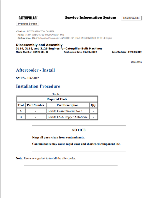 Caterpillar Cat IT24F Integrated Toolcarrier Service and Repair Manual PDF | S/N 4NN