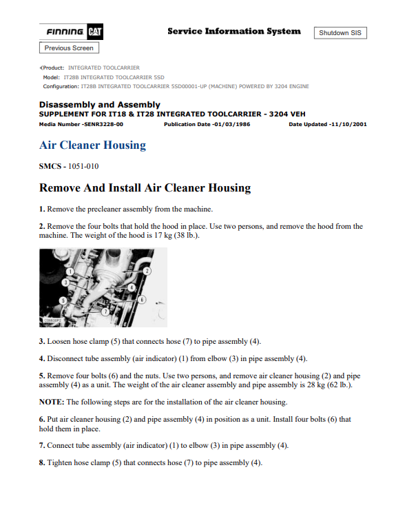 Caterpillar Cat IT28B Integrated Toolcarrier Service and Repair Manual PDF | S/N 5SD
