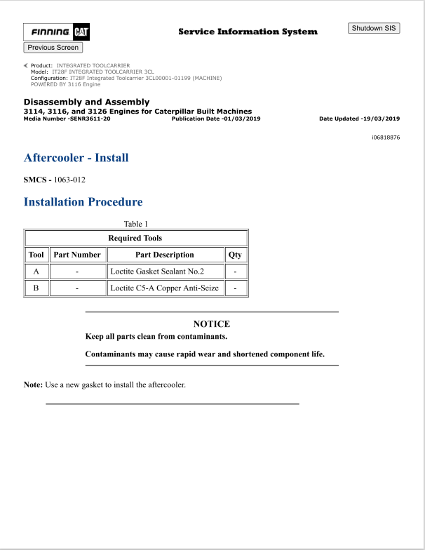 Caterpillar Cat IT28F Integrated Toolcarrier Service and Repair Manual PDF | S/N 3CL