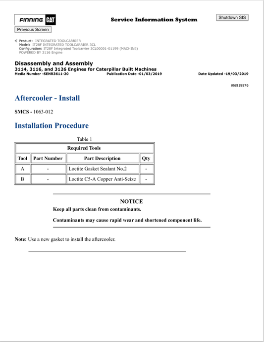 Caterpillar Cat IT28F Integrated Toolcarrier Service and Repair Manual PDF | S/N 3CL