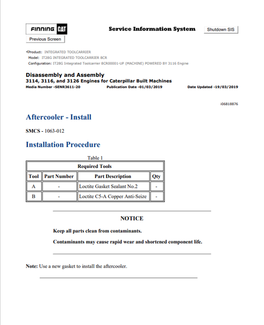 Caterpillar Cat IT28G Integrated Toolcarrier Service and Repair Manual PDF | S/N 8CR