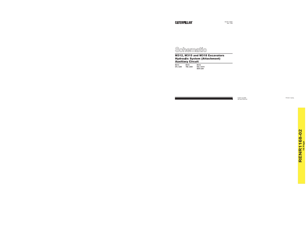 Caterpillar Cat M312, M315 And M318 Excavator Schematic Manual PDF | S/N 6TL