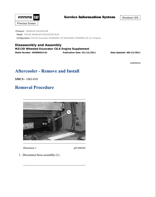 Caterpillar Cat M313D Wheeled Excavator Service and Repair Manual PDF | S/N W3H