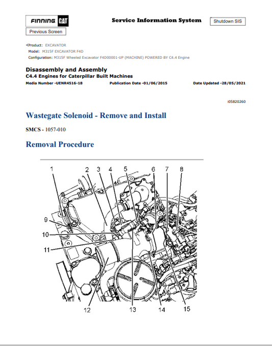 Caterpillar Cat M315F Excavator Service and Repair Manual PDF | S/N F4D