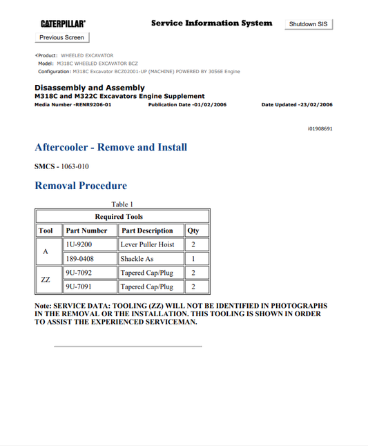 Caterpillar Cat M318C Wheeled Excavator Service and Repair Manual PDF | S/N BCZ