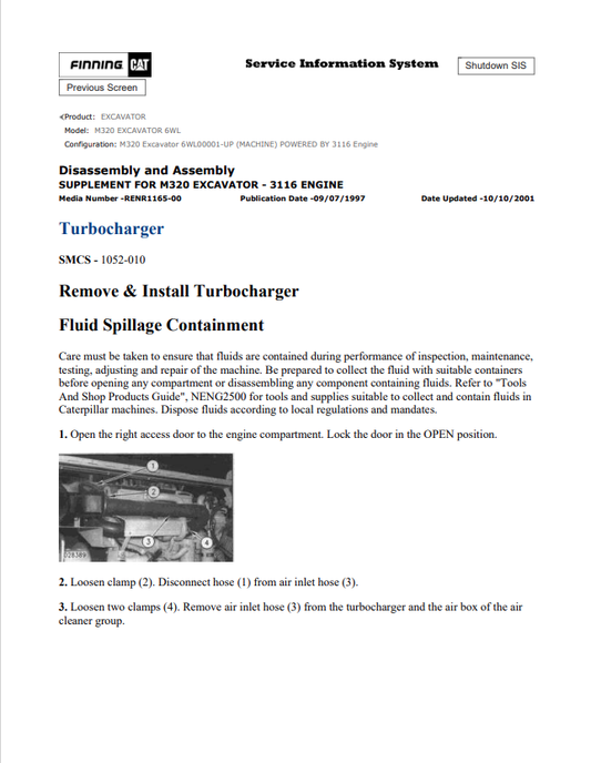Caterpillar Cat M320 Excavator Service and Repair Manual PDF | S/N 6WL