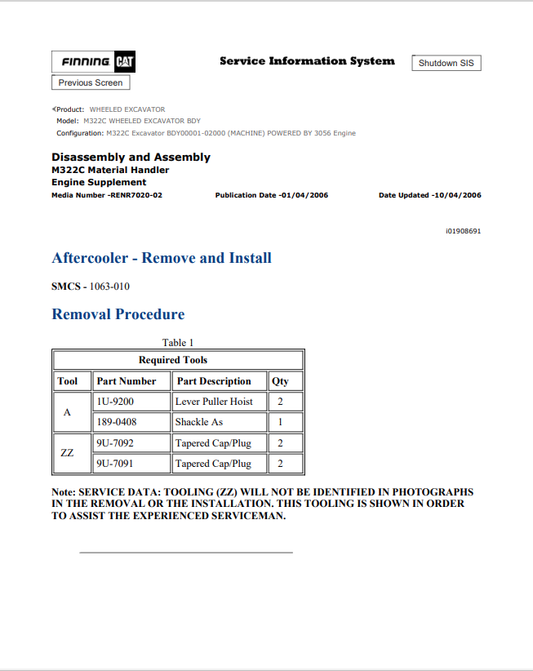 Caterpillar Cat M322C Wheeled Excavator Service and Repair Manual PDF | S/N BDY