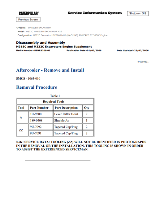 Caterpillar Cat M322C Wheeled Excavator Service and Repair Manual PDF | S/N H2E