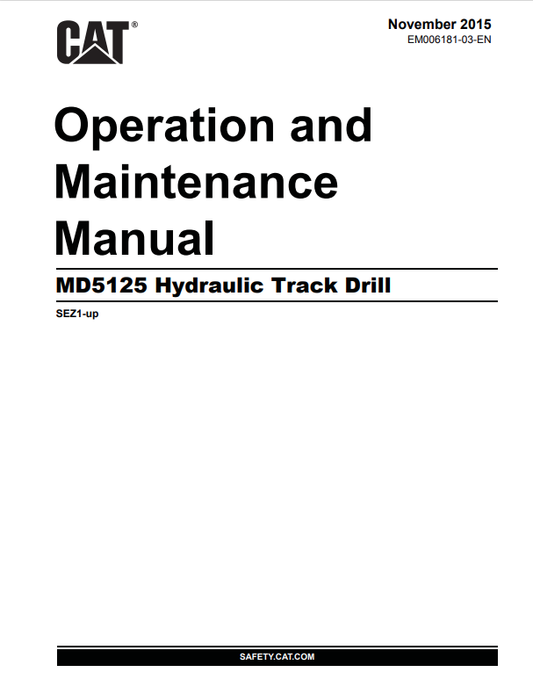 Caterpillar Cat MD5125 Hydraulic Track Drill Operation and Maintenance Manual PDF | S/N SEZ