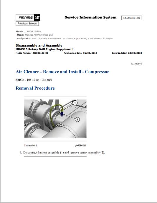 Caterpillar Cat MD6310 Rotary Drill Service and Repair Manual PDF | S/N DLK