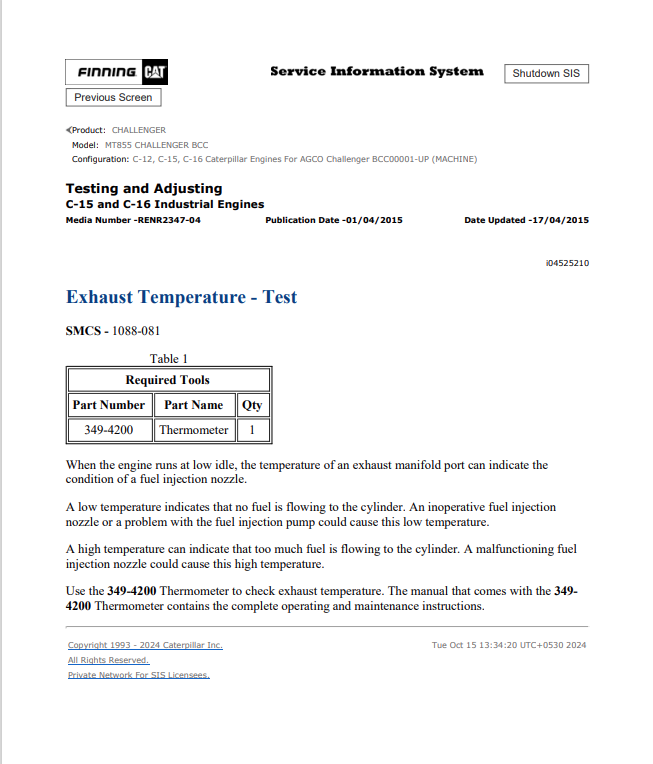 Caterpillar Cat MT855 Challenger Service and Repair Manual PDF | S/N BCC