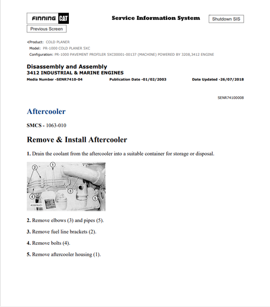 Caterpillar Cat PR-1000 Cold Planer Service and Repair Manual PDF | S/N 5XC