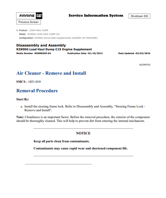 Caterpillar Cat R2900G Load Haul Dump Service and Repair Manual PDF | S/N JLK