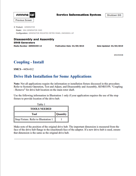 Caterpillar Cat SR4 Generator Service and Repair Manual PDF | S/N 2WD