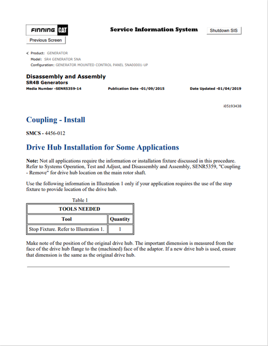 Caterpillar Cat SR4 Generator Service and Repair Manual PDF | S/N 5NA