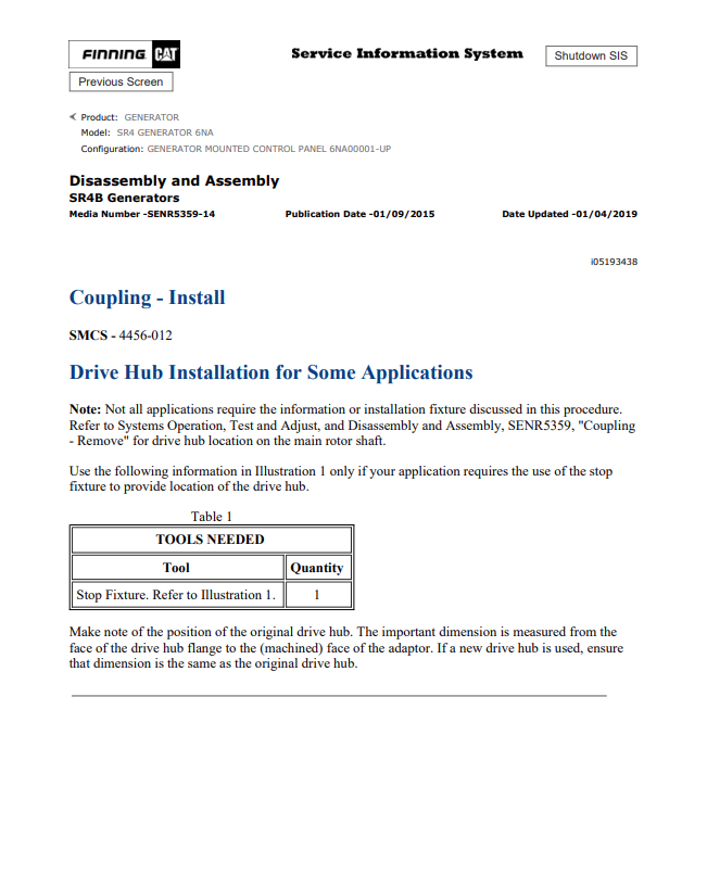 Caterpillar Cat SR4 Generator Service and Repair Manual PDF | S/N 6NA