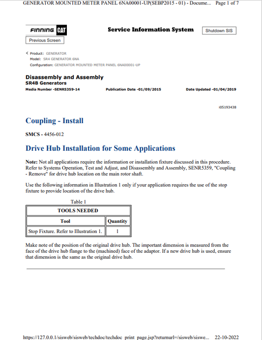 Caterpillar Cat SR4 Generator Service and Repair Manual PDF | S/N 6NA