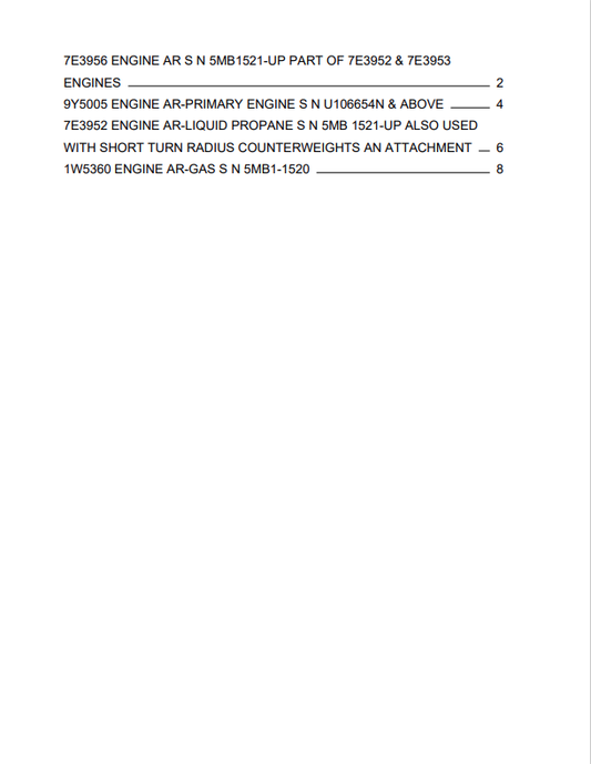Caterpillar Cat T125D Forklift Parts Catalogue Manual PDF | S/N 5KB