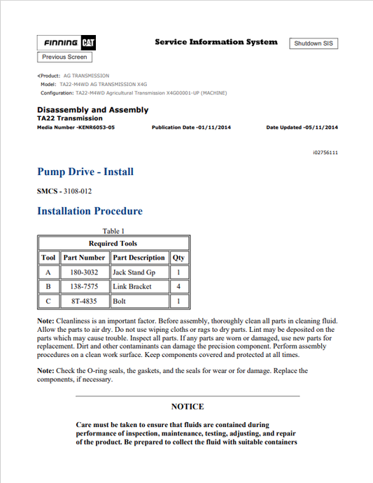 Caterpillar Cat TA22-M4WD AG Transmission Service Repair Manual PDF | S/N X4G