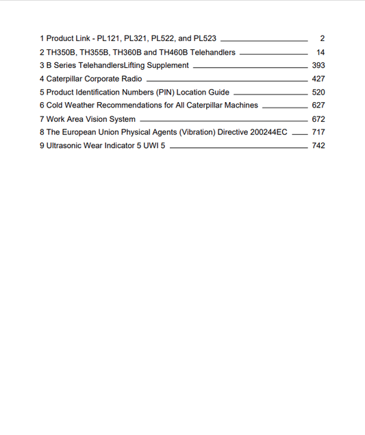 Caterpillar Cat TH355B Telehandler Operation and Maintenance Manual PDF | S/N JRK