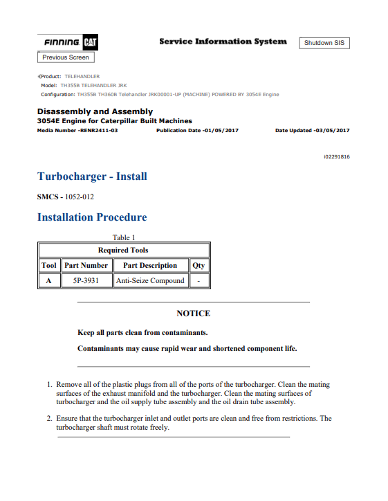 Caterpillar Cat TH355B Telehandler Service and Repair Manual PDF | S/N JRK