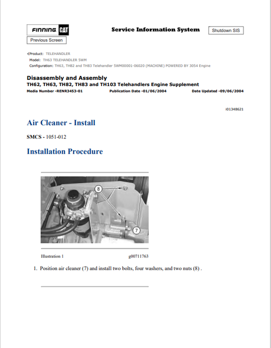 Caterpillar Cat TH63 Telehandler Service and Repair Manual PDF | S/N 5WM