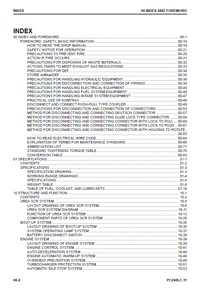 Complete Service & Repair Manual for Komatsu PC240LC-11 Excavator | CEBM028602