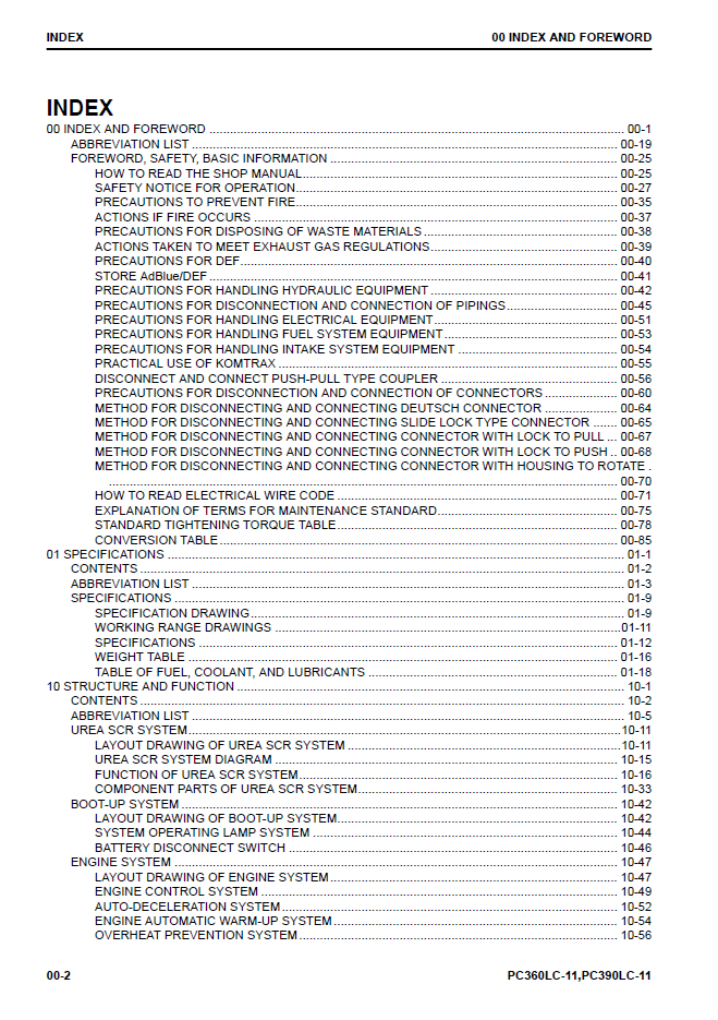 Complete Service & Repair Manual for Komatsu PC360LC-11 & PC390LC-11 Excavators | CEBM029105