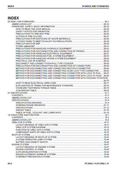 Complete Service & Repair Manual for Komatsu PC360LC-11 & PC390LC-11 Excavators | CEBM029105