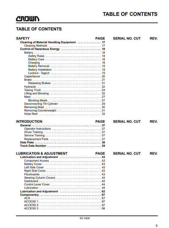 Crown Forklift SC4200 Series Service Repair Manual - PDF File Download