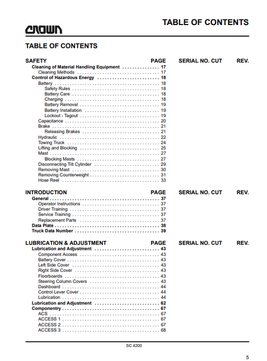 Crown Forklift SC4200 Series Service Repair Manual - PDF File Download