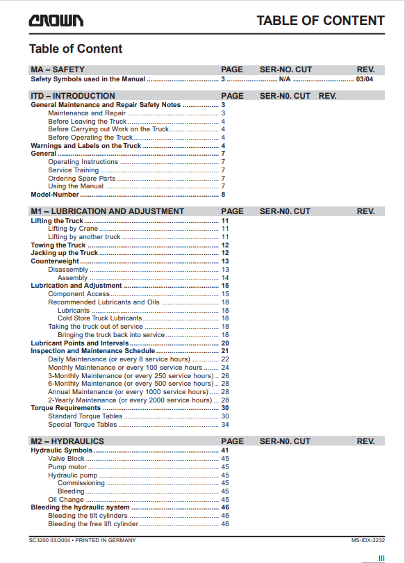 Crown SC3200 Series Forklift Service Repair Manual - PDF File Download