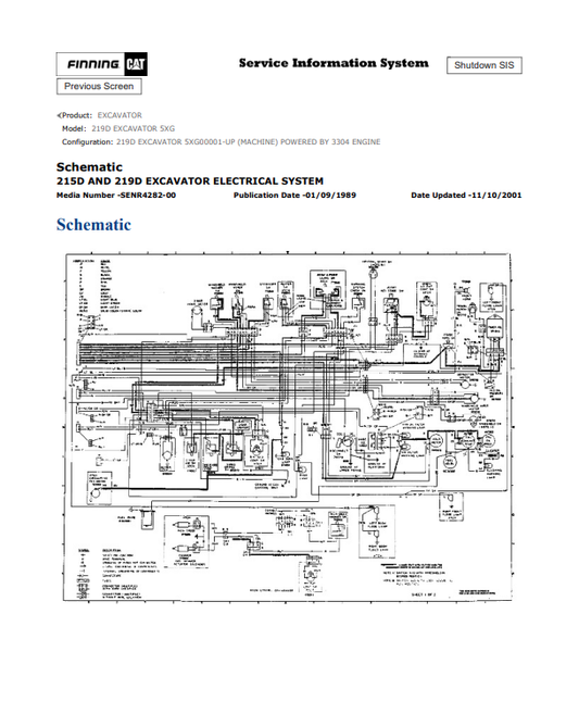 Download Instant Access For Caterpillar 219D Excavator Schematic Manual | Serial Number - 5XG