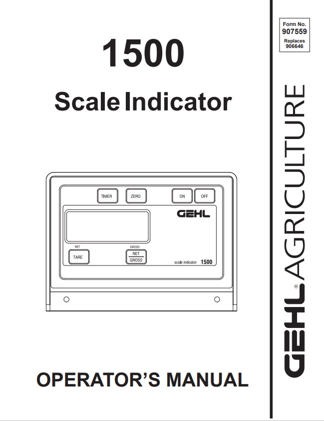 GEHL 1500 SCALE INDICATOR OPERATOR MANUAL 907559- PDF