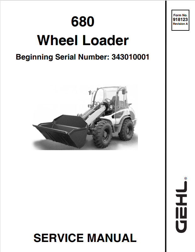 GEHL 680 WHEEL LOADER SERVICE MANUAL 918123 - PDF