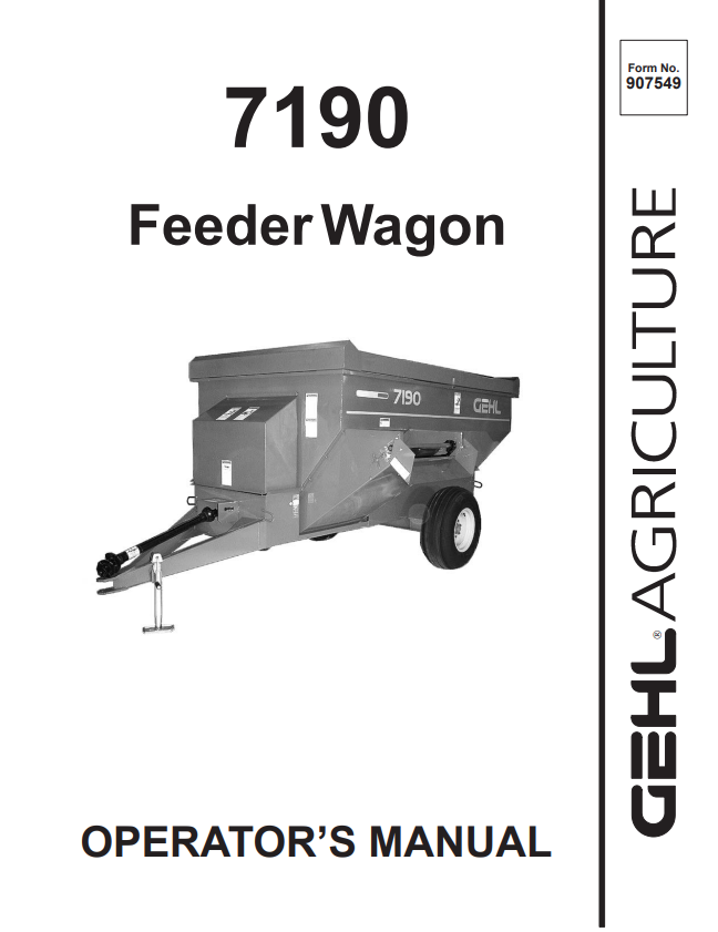 GEHL 7190 FEEDER WAGON OPERATOR MANUAL 907549- PDF