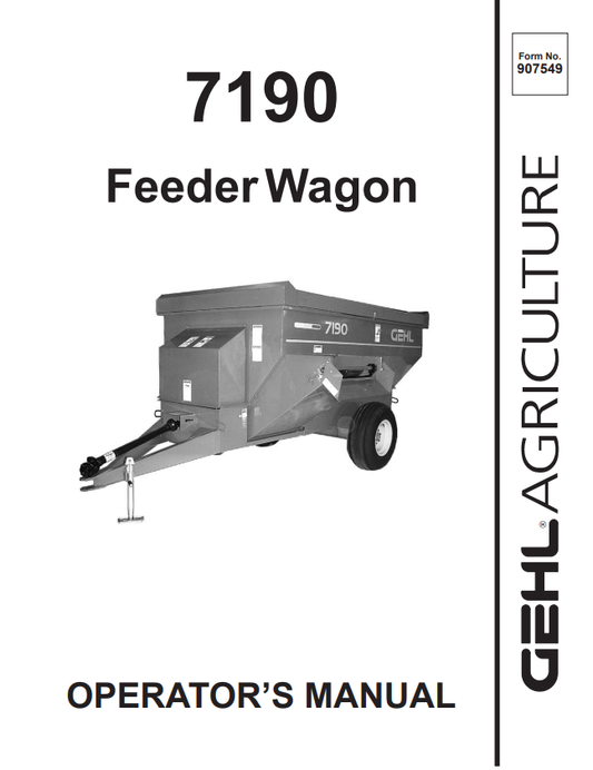 GEHL 7190 FEEDER WAGON OPERATOR MANUAL 907549- PDF