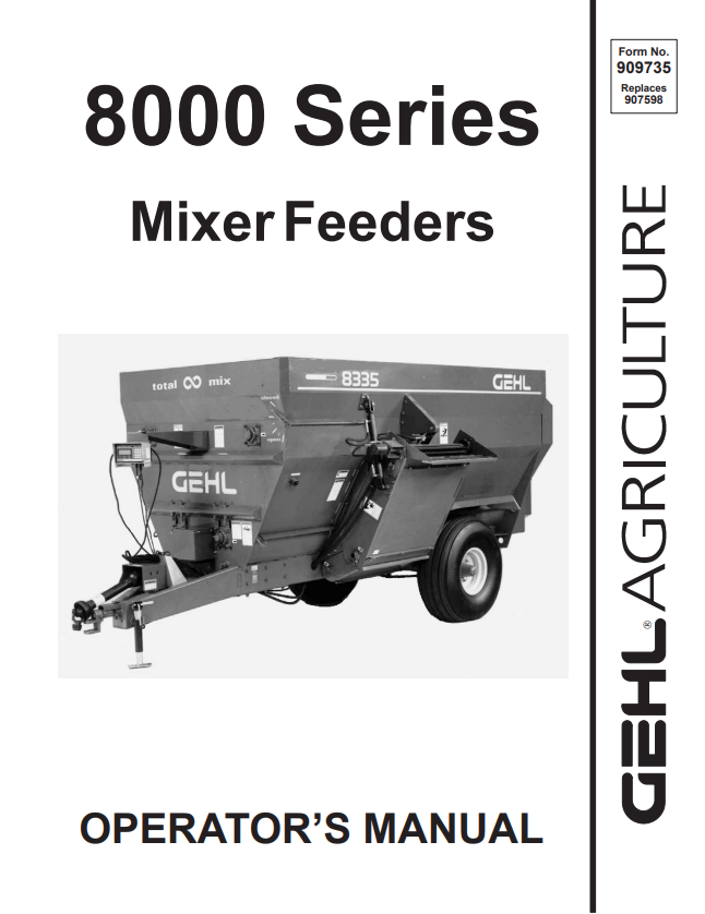 GEHL 8000 SERIES MIXER FEEDER OPERATOR MANUAL 909735- PDF