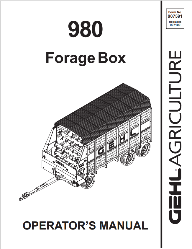 GEHL 980 FORAGE BOX OPERATOR MANUAL 907591- PDF