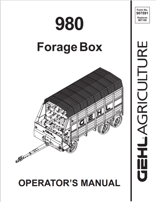 GEHL 980 FORAGE BOX OPERATOR MANUAL 907591- PDF