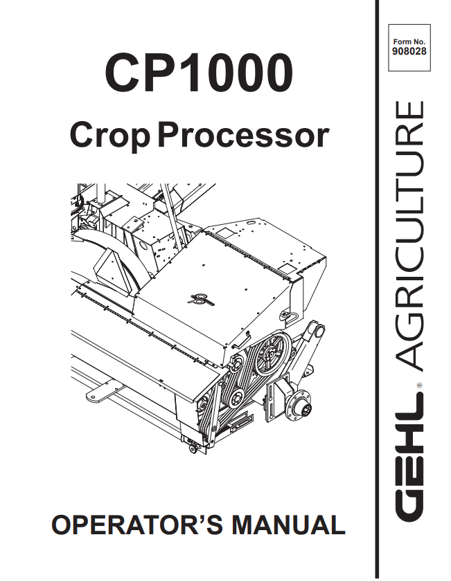 GEHL CP1000 CROP PROCESSOR OPERATOR MANUAL 908028- PDF