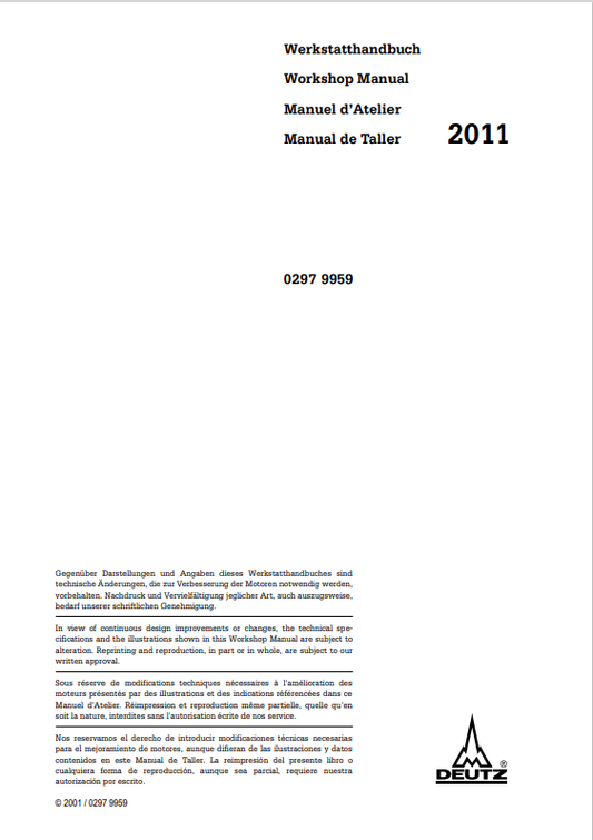 GEHL DEUTZ 2011 ENGINE WORKSHOP MANUAL 917118 - PDF